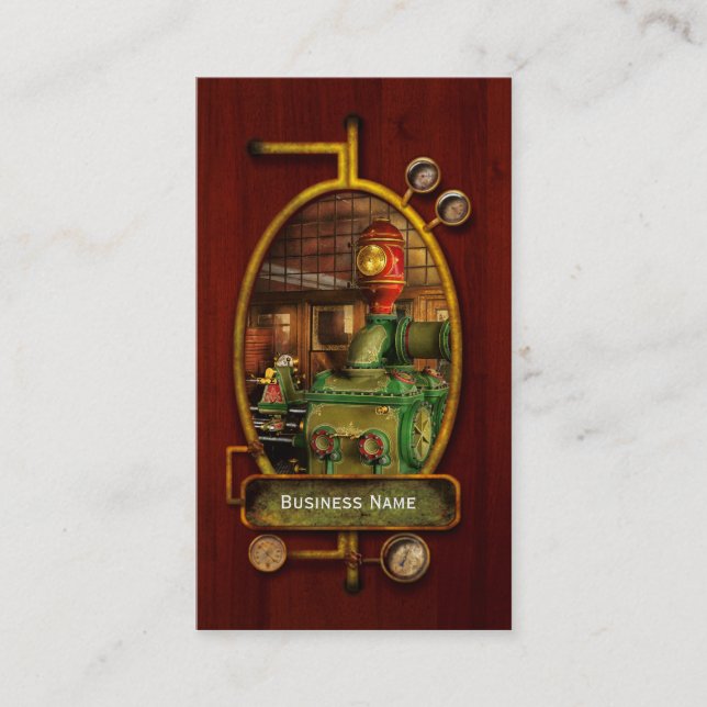 Steampunk - Worthington duplex steam pump 1880 Business Card (Front)