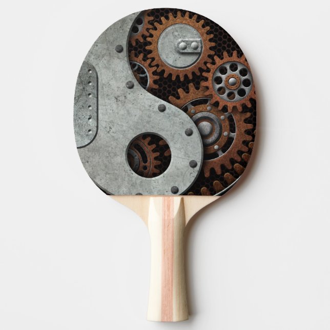 Steampunk Yin Yang Ping Pong Paddle (Front)