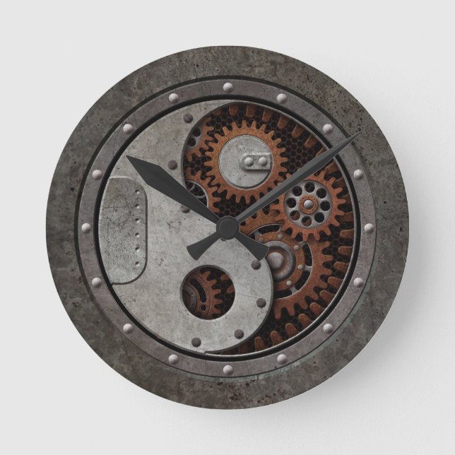 Steampunk Yin Yang Round Clock (Front)