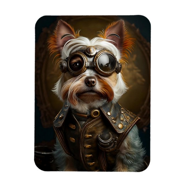 Steampunk Yorkie Magnet (Vertical)