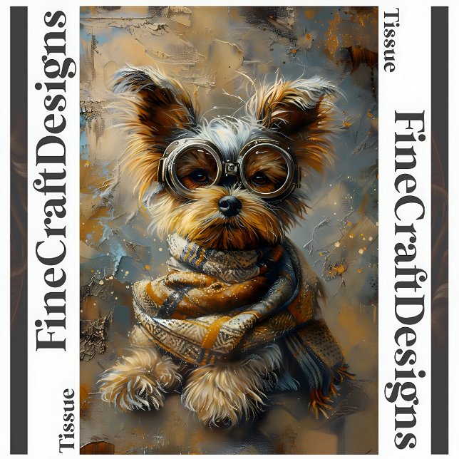 Steampunk Yorkie Oil Painting Decoupage Right 163 Tissue Paper (Creator Uploaded)
