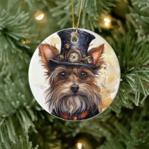 Steampunk Yorkshire Terrier Dog Ceramic Ornament