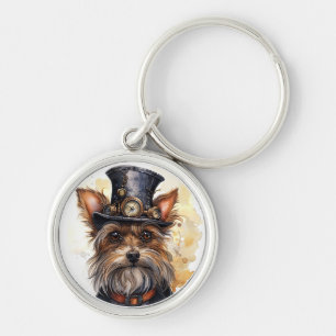Steampunk Yorkshire Terrier Dog Key Ring