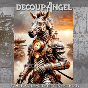 Steampunk Zebra - Decoupage - Tissue Paper
