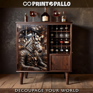 Steampunk zebra driving victorian train tissue paper