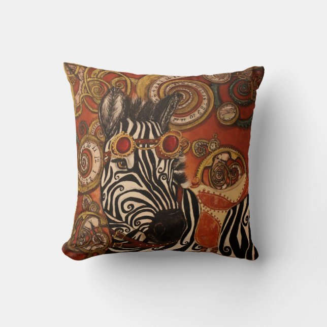 Steampunk Zebra Pillow (Front)