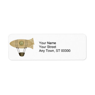 steampunk zeppelin airship return address label
