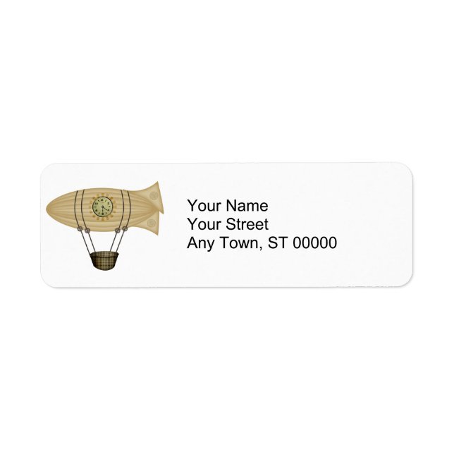 steampunk zeppelin airship return address label (Front)
