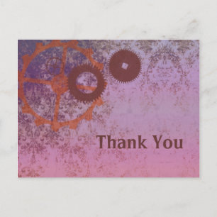 steampunkin abstract thank you postcard