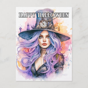 Steampunky Salem Witch   Happy Halloween Postcard