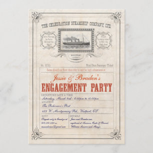 Steamship Cruise Ticket Invite Engagement Party