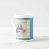 Steamship with Propeller and Blue Smokestacks