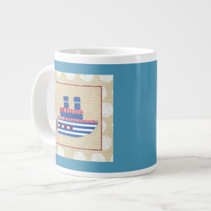 Steamship with Propeller and Blue Smokestacks Large Coffee Mug