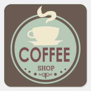 Steamy Coffee shop word art business sticker