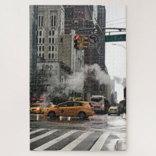 Steamy Day New York City NYC Yellow Taxi Cab Jigsaw Puzzle