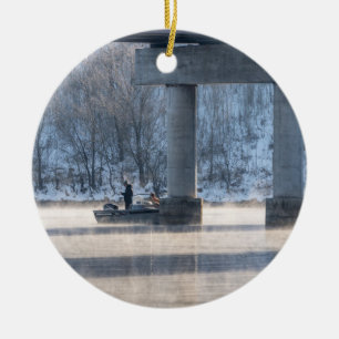 Steamy Winter Fishing Table Rock Lake Ceramic Ornament