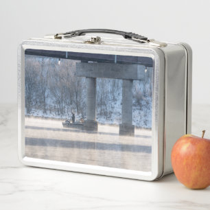 Steamy Winter Fishing Table Rock Lake Metal Lunch Box