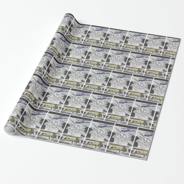 Stearman Biplane Wrapping Paper (Unrolled)