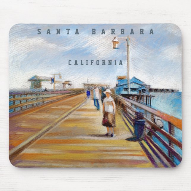 Stearns Wharf Pastel | Santa Barbara, CA Mouse Pad (Front)