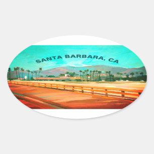 Stearns Wharf - Santa Barbara, CA Oval Sticker