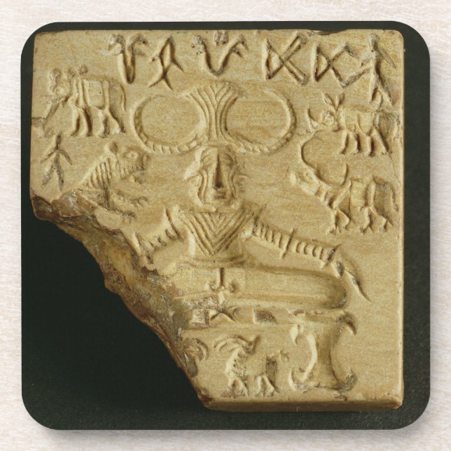 Steatite Pasupati seal, Mohenjodaro, 2300-1750 BC Coaster (Front)