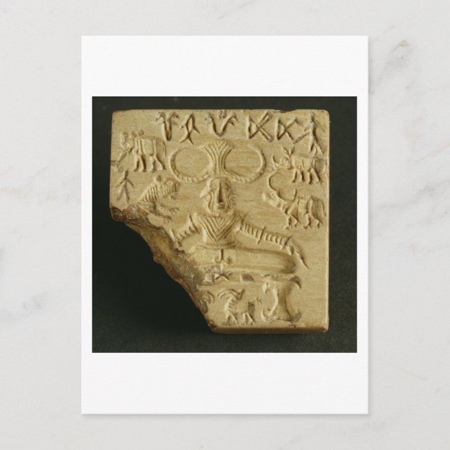 Steatite Pasupati seal, Mohenjodaro, 2300-1750 BC Postcard (Front)