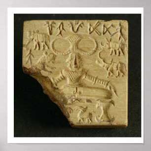 Steatite Pasupati seal, Mohenjodaro, 2300-1750 BC Poster