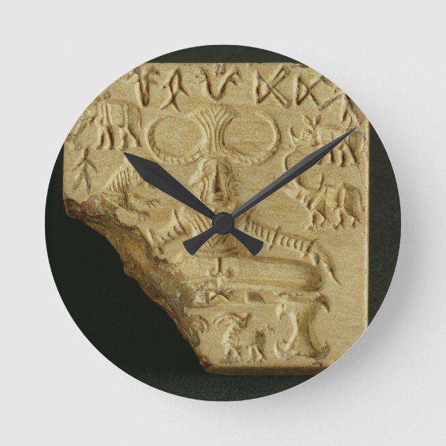 Steatite Pasupati seal, Mohenjodaro, 2300-1750 BC Round Clock (Front)
