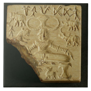 Steatite Pasupati seal, Mohenjodaro, 2300-1750 BC Tile