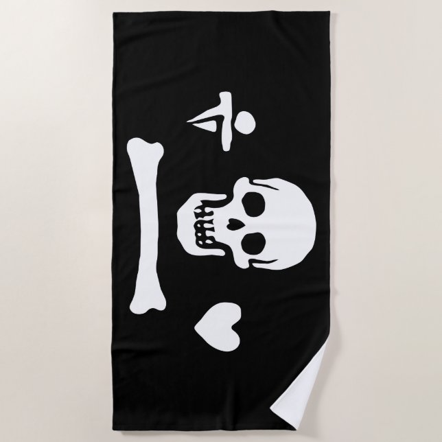 Stede Bonnet Pirate Flag Jolly Roger Beach Towel (Front)
