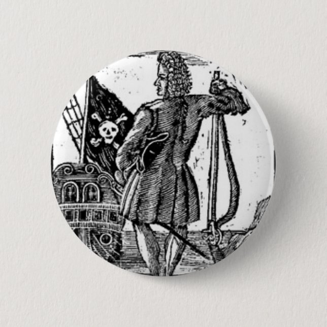 Stede Bonnet Pirate Portrait 6 Cm Round Badge (Front)