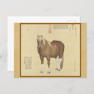 Steed Horse Named SnowFlakeEagle Chinese Fine Art Postcard