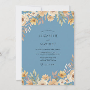 Steel Amber Leaf Wedding Invitation
