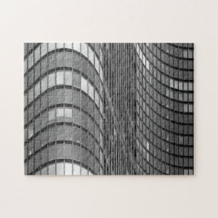 Steel and glass curtain wall of modern jigsaw puzzle