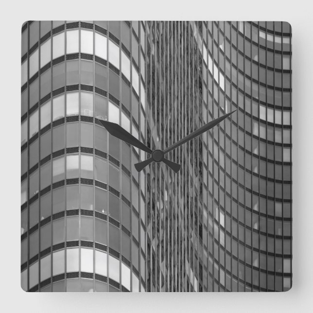 Steel and glass curtain wall of modern square wall clock (Front)