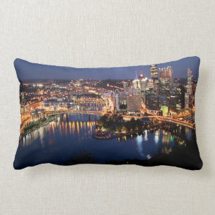 Steel and Indigo Sandwich Lumbar Cushion