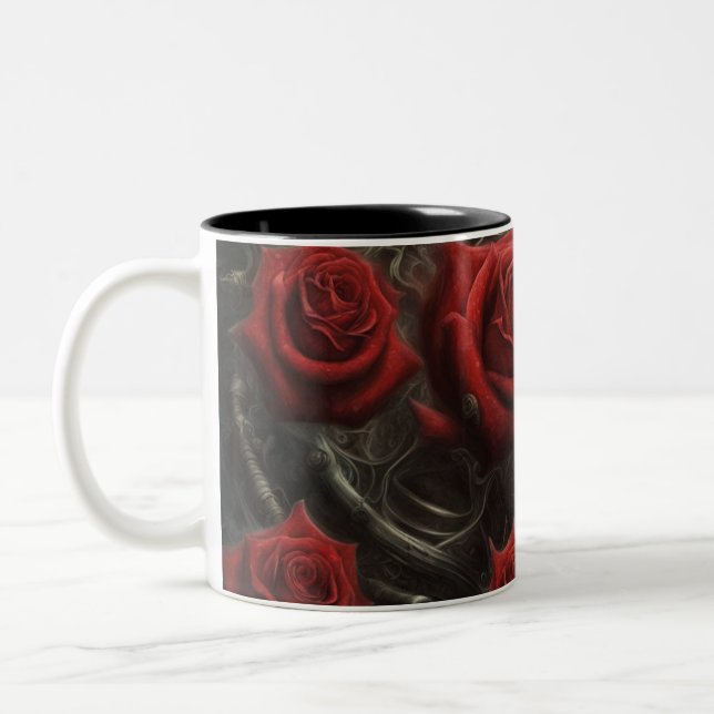 Steel and roses 005 Two-Tone coffee mug (Left)