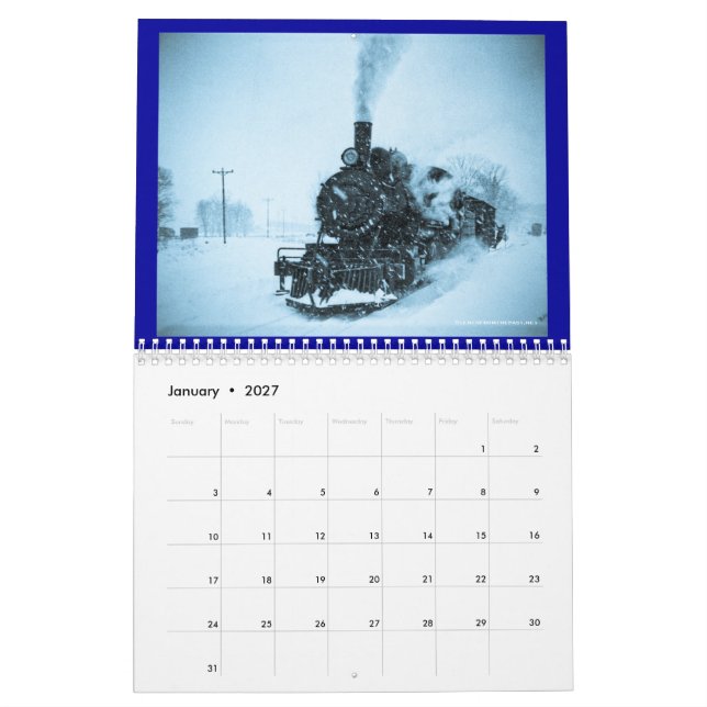 Steel and Steam 2016 Vintage Railroad Locomotives Calendar (Jan 2027)