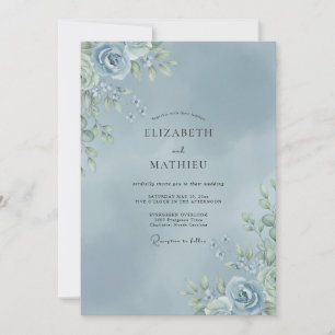 Steel Azure Petal Wedding Invitation