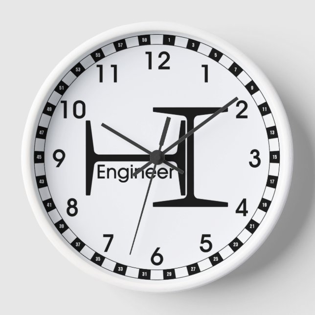 Steel Beam Engineer Pattern Clock (Front)
