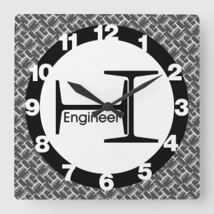 Steel Beam Engineer Pattern Square Wall Clock
