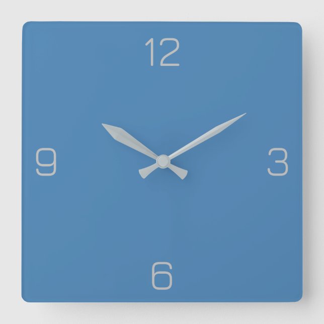 Steel Blue 4682B4 Colour - Add a Name Option Square Wall Clock (Front)