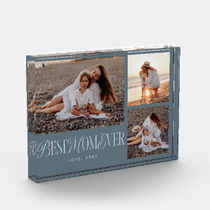 Steel Blue Best Mom Ever Collage Photo Block