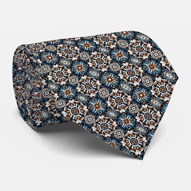 Steel Blue, Blue, Warm Copper, Sandy... Moroccan Tie (Rolled)