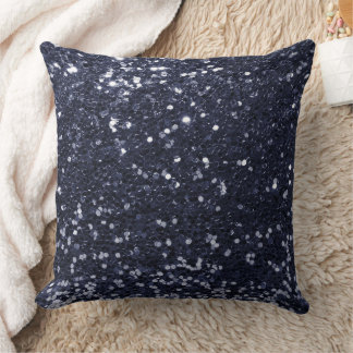 Steel Blue Faux Sequin Glitter Throw Pillow