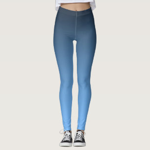 Steel Blue Gradient Minimalist Ombre Athletic Yoga Leggings