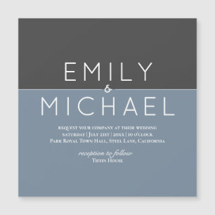"steel Blue MAGNETIC Wedding Save The Date Invite