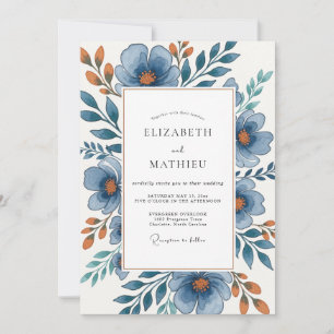 Steel Blue Majestic Nature Wedding Invitation