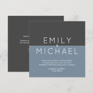 Steel Blue Modern Wedding Invitation - Bold