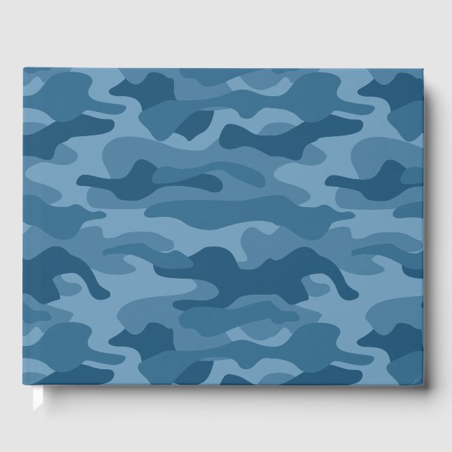 Steel Blue Monocolor Camo Guest Book (Front)